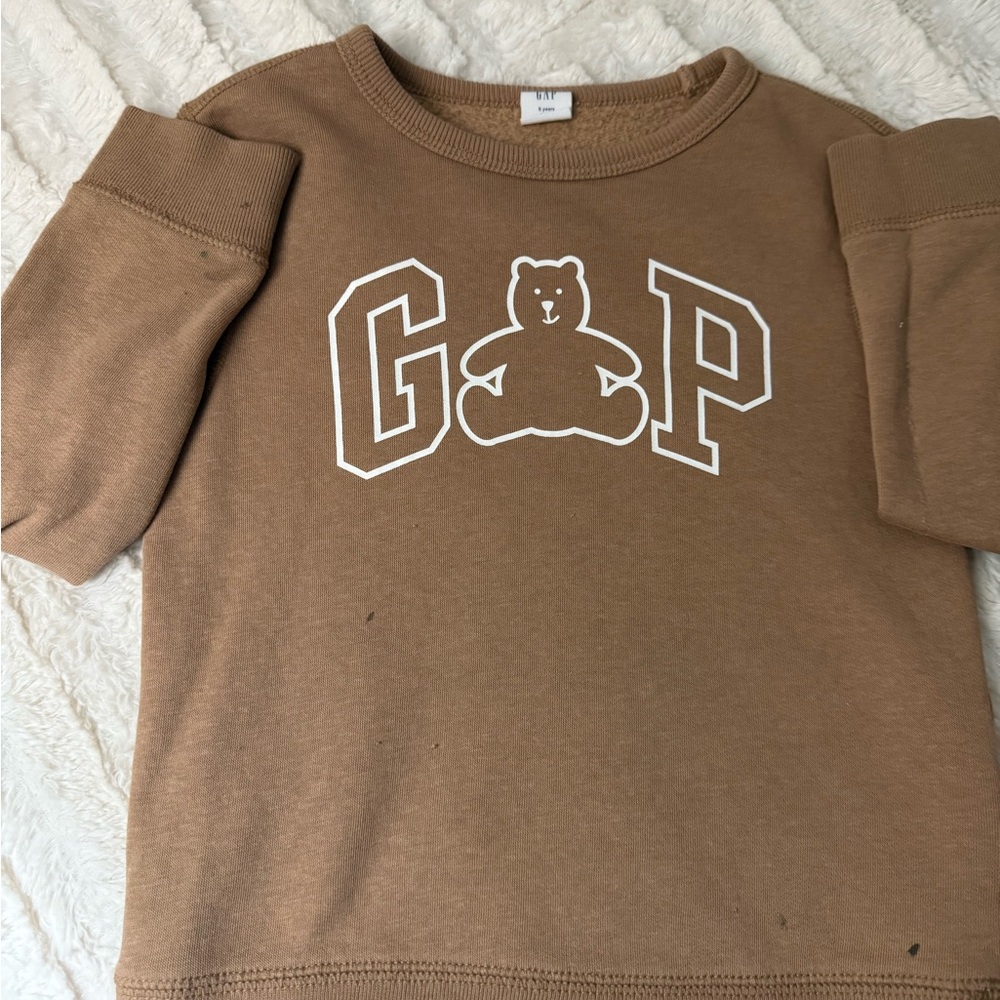 GAP Brown Crewneck Sweatshirt with White Bear Logo